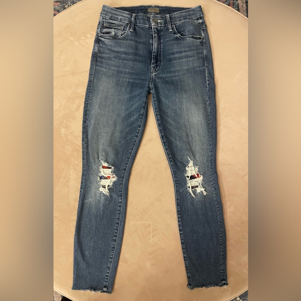 MOTHER High Waisted Looker Ankle Fray